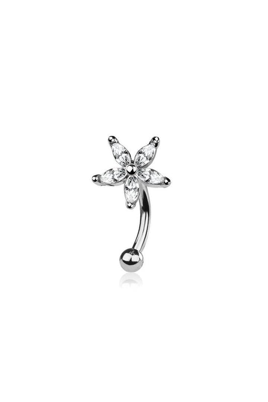 Surgical Steel Star Flower Curved Bar