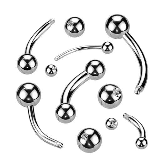 Silver Surgical Steel Curved Bar