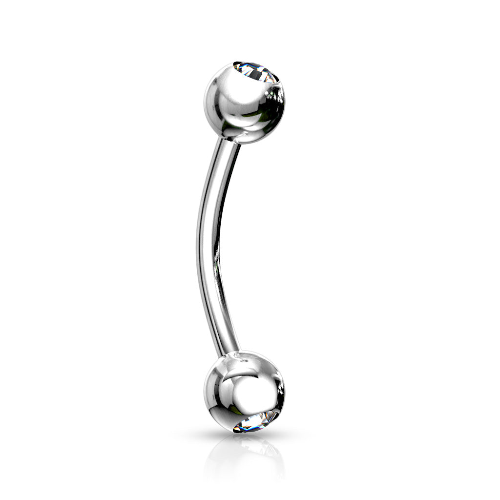 Surgical Steel CZ Ball Curve Bar