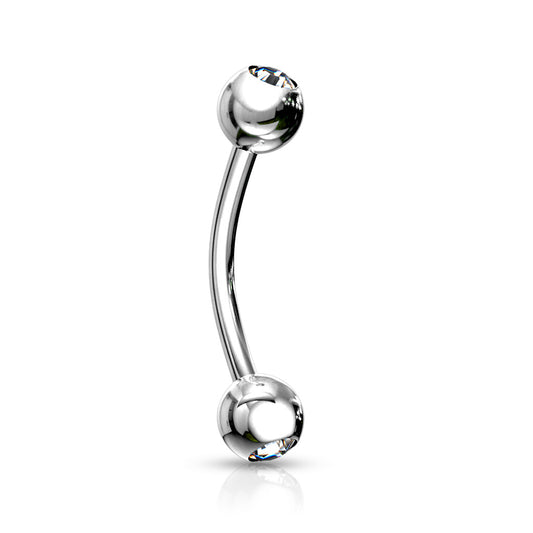 Surgical Steel CZ Ball Curve Bar