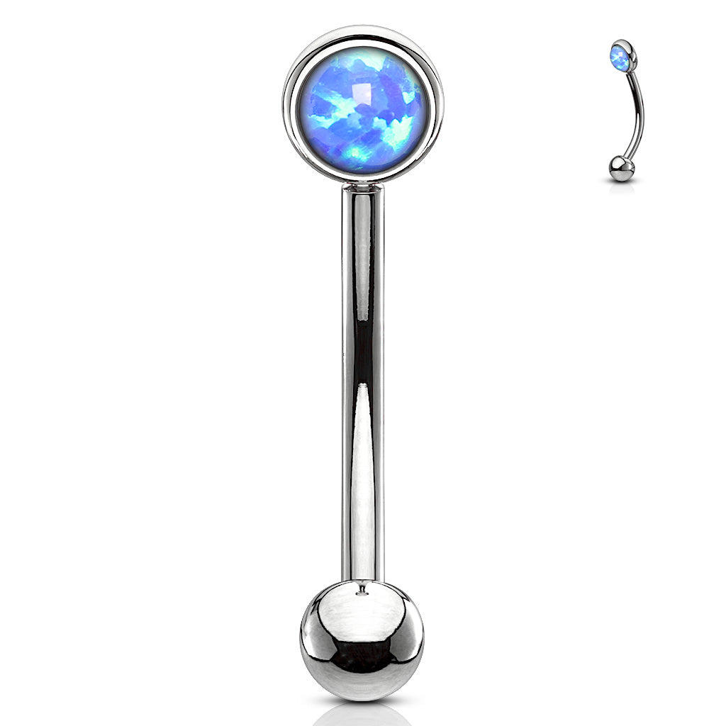 Surgical Steel Flat Set Opal Curved Bar