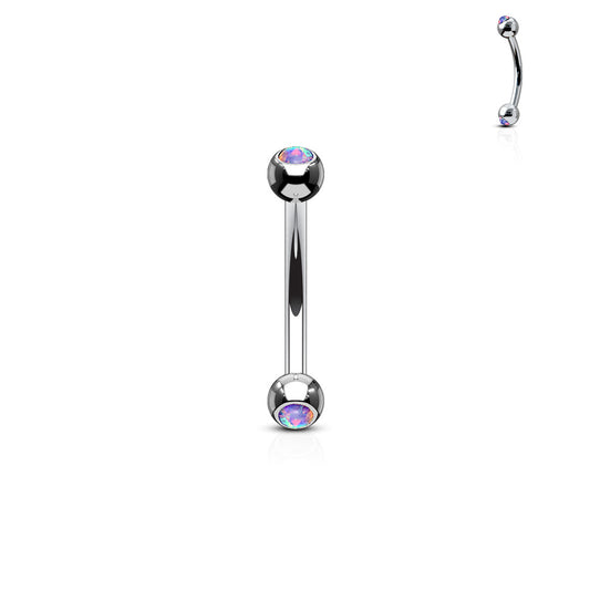 Surgical Steel Opal End Curved Bar
