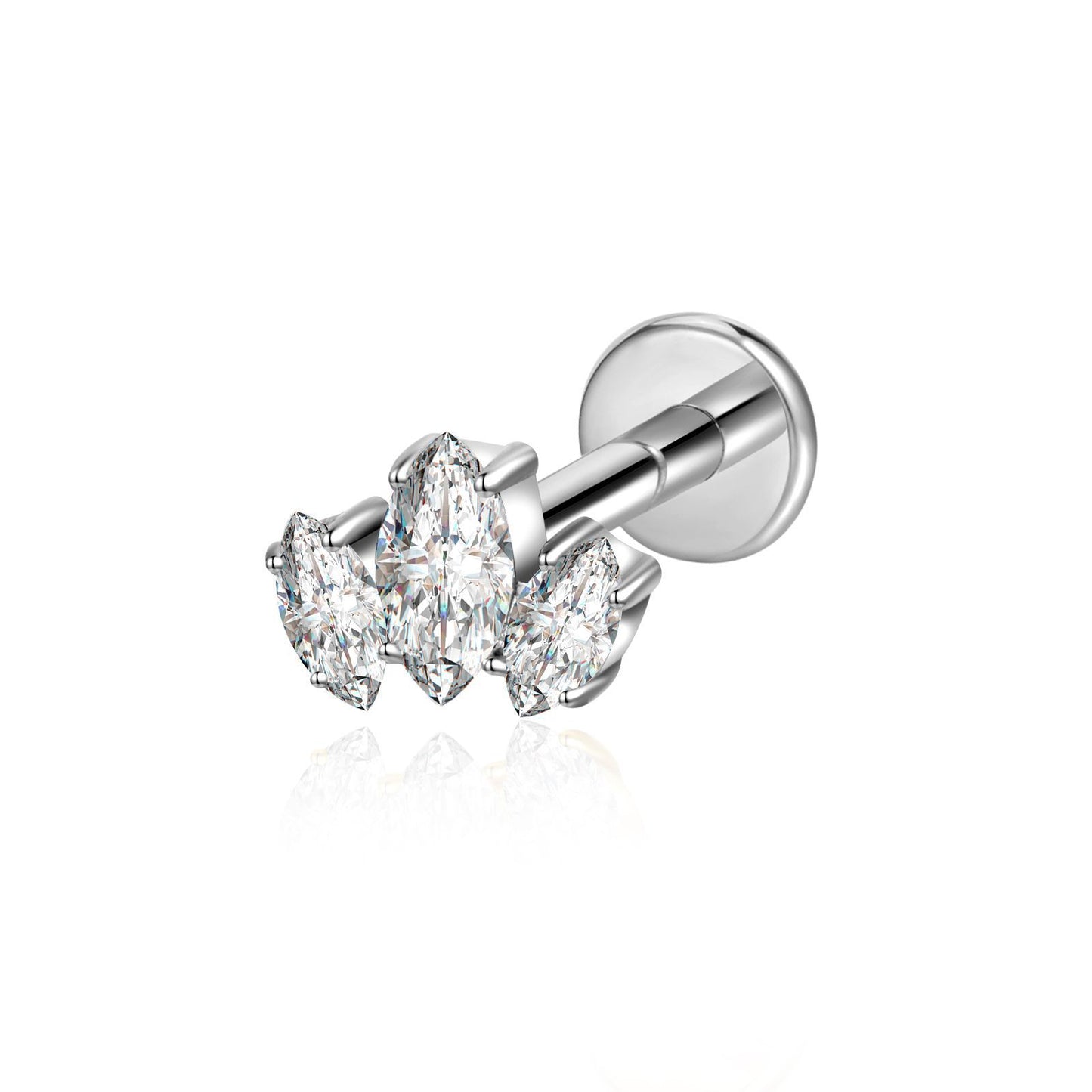 Titanium Labret - CZ Marquise