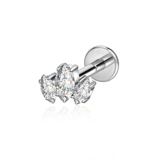 Titanium Labret - CZ Marquise