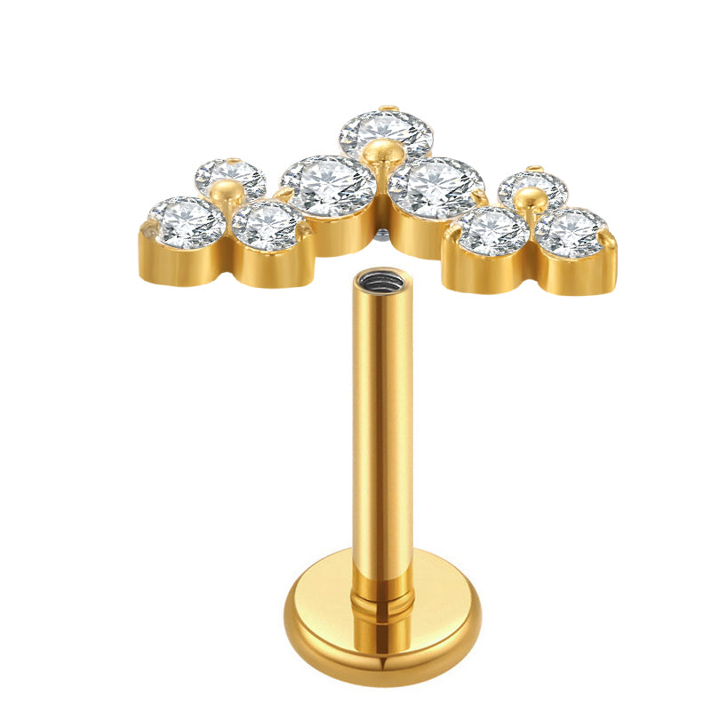 Titanium Labret - CZ Cluster