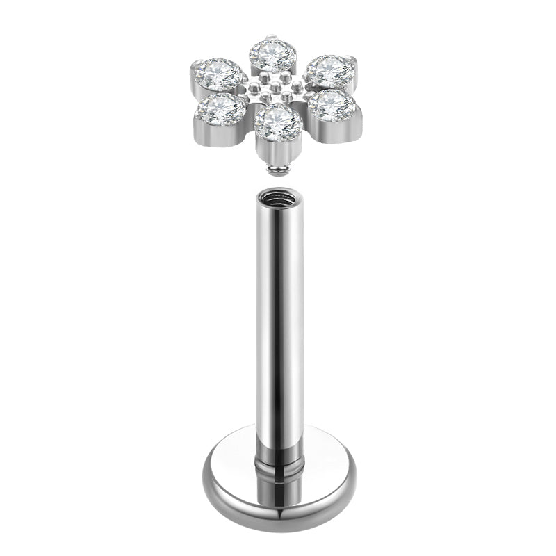 Titanium Labret - 6 Gem Flower
