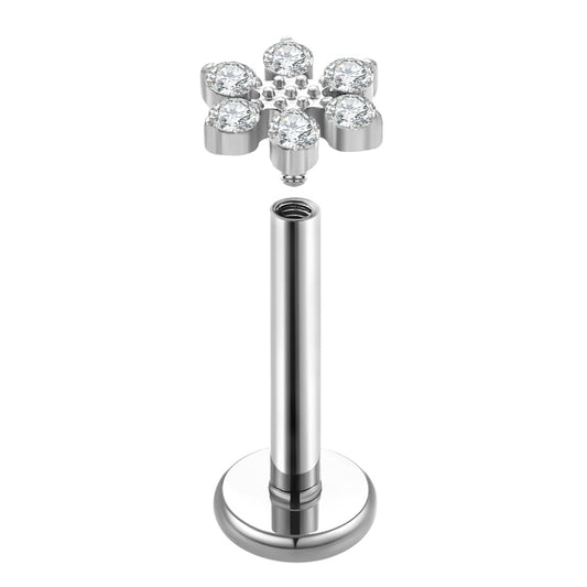Titanium Labret - 6 Gem Flower