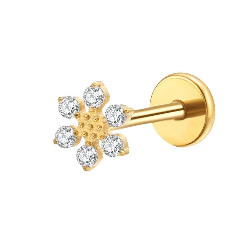 Titanium Labret - 6 Gem Flower