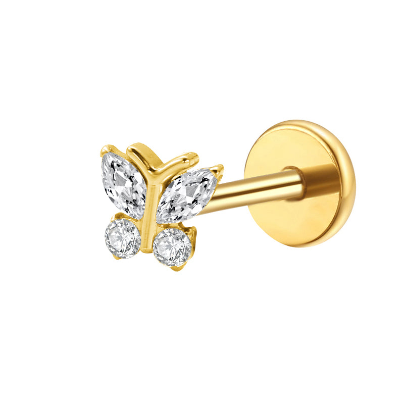 Titanium Labret - CZ Butterfly