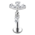 Titanium Labret - Tri CZ Oval Dangle