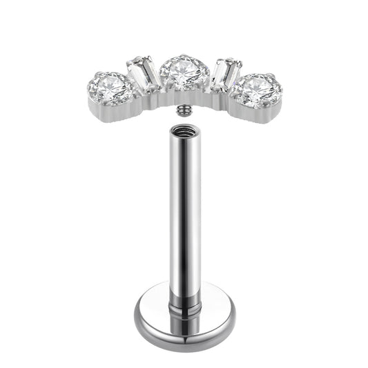 Titanium Labret - Multi CZ Cluster