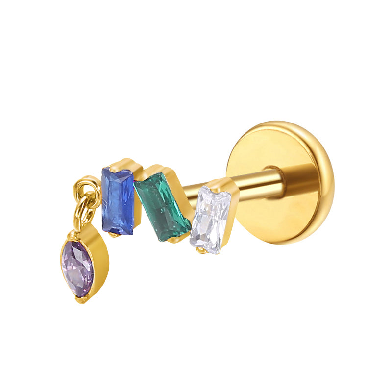 Titanium Labret - Multi Coloured Dangle
