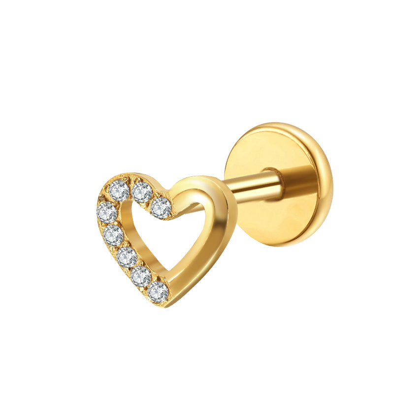 Titanium Labret - CZ Heart