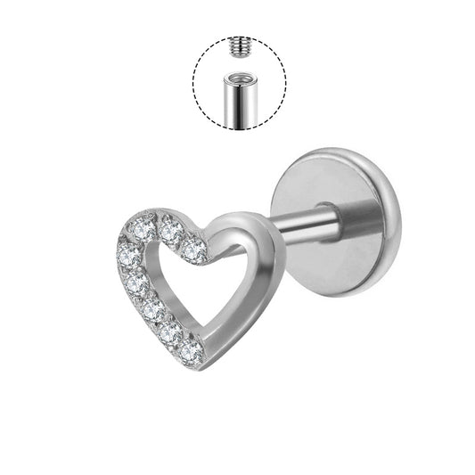 Titanium Labret - CZ Heart
