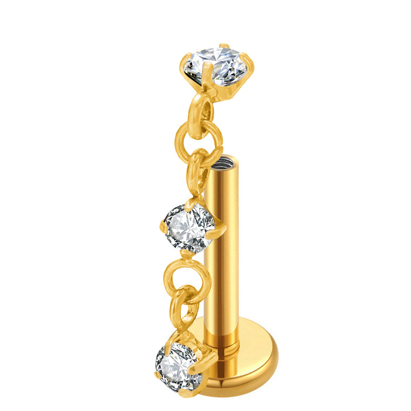 Titanium Labret - Multi CZ Dangle