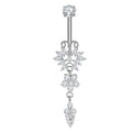 Titanium Belly Bar Internally Threaded Butterfly Flower Dangle