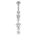 Titanium Belly Bar Internally Threaded Double Flower Drop
