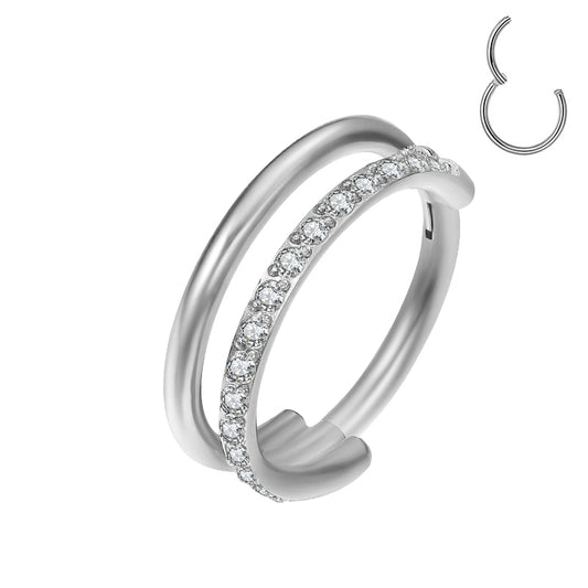 Side Facing CZ Double Hinged Ring