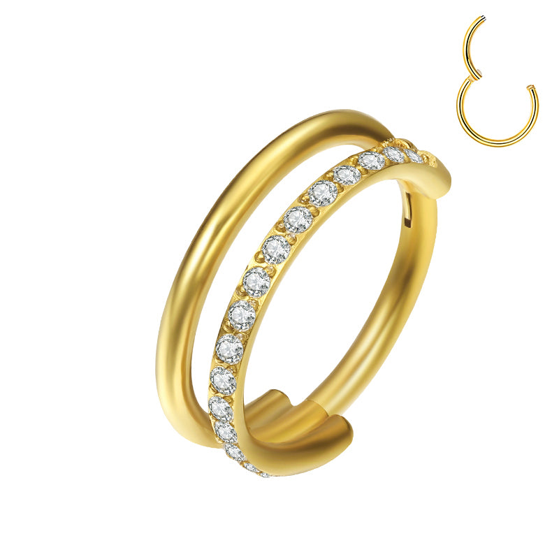 Side Facing CZ Double Hinged Ring