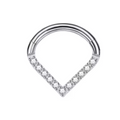 Surgical Steel CZ Paved Triangular Hinged Ring