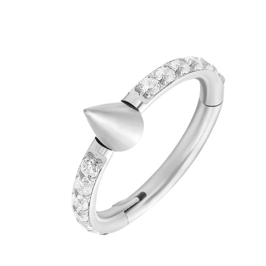 Spiked CZ Titanium Hinged Ring