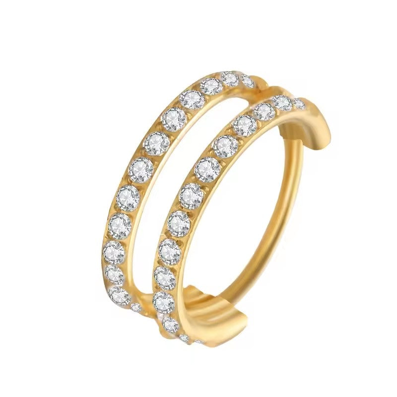 Side Facing Double CZ Paved Hinged Ring