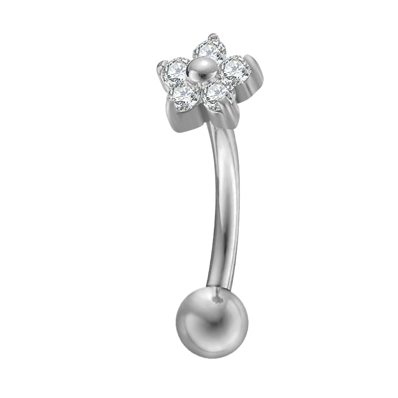 Titanium Curved Bar Micro Flower End