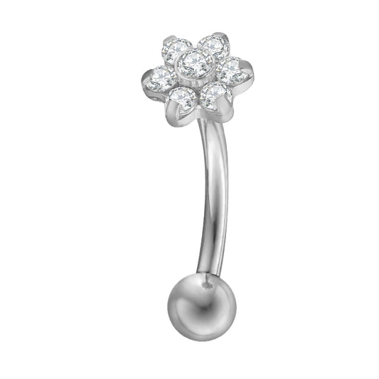 Titanium Internally Threaded Curved Bar Flower End