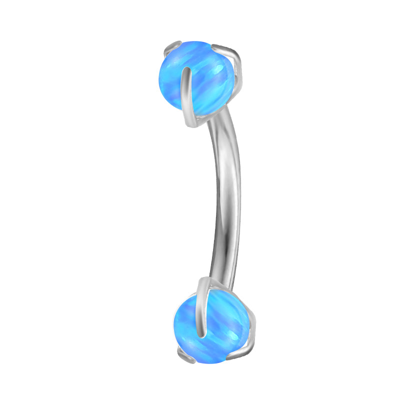 Titanium Internally Threaded Curved Bar Blue Opal Ends