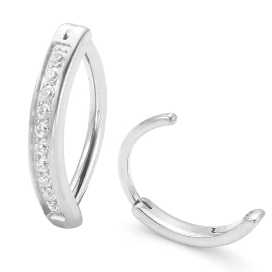 Surgical Steel Belly Bar Paved CZ Clicker