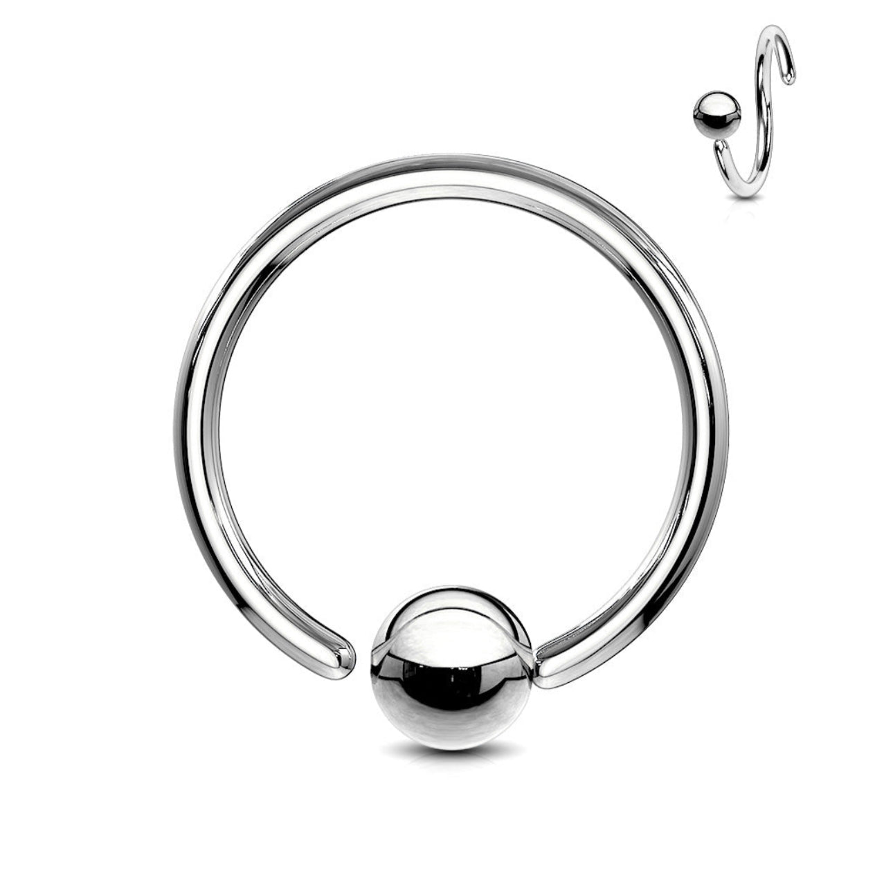 20G Ball Attached Nose Ring - B2