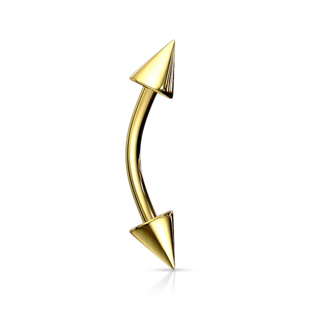 Surgical Steel Gold Spike Curve Bar