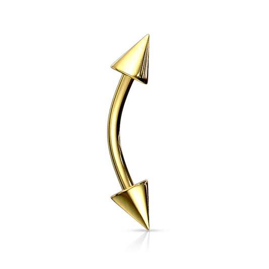 Surgical Steel Gold Spike Curve Bar