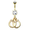 Surgical Steel Belly Bar Dangling Handcuffs