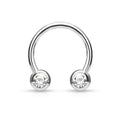 14g Surgical Steel Horseshoe Forward Facing CZ Balls
