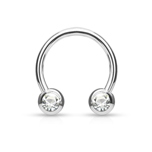 Surgical Steel Externally Threaded Horseshoe Forward Facing CZ Balls