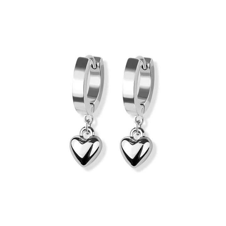 Stainless Steel Hoop - Heart Dangle