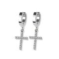 Stainless Steel Hoop - CZ Paved Cross Dangle