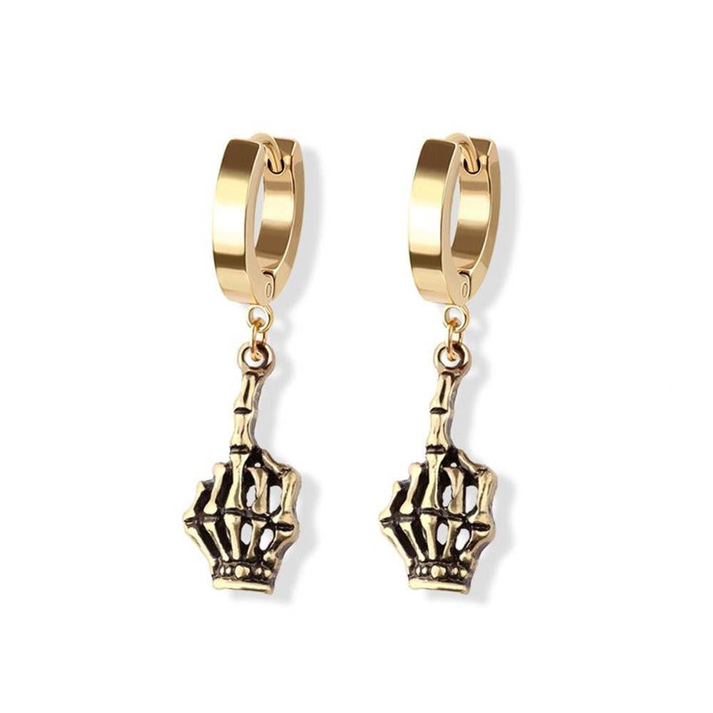Stainless Steel Hoop - Skeleton Finger Dangle