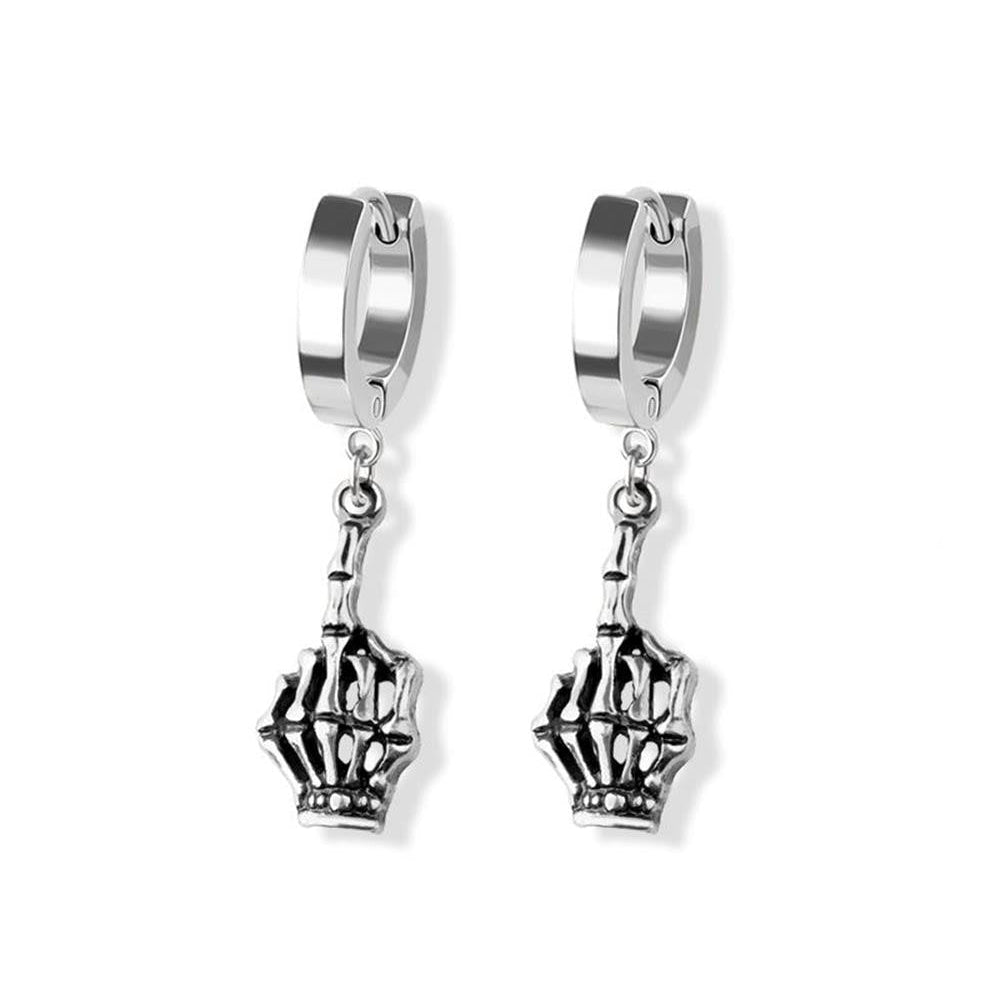 Stainless Steel Hoop - Skeleton Finger Dangle