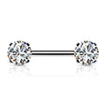 Surgical Steel Threadless Nipple Bar CZ Ends