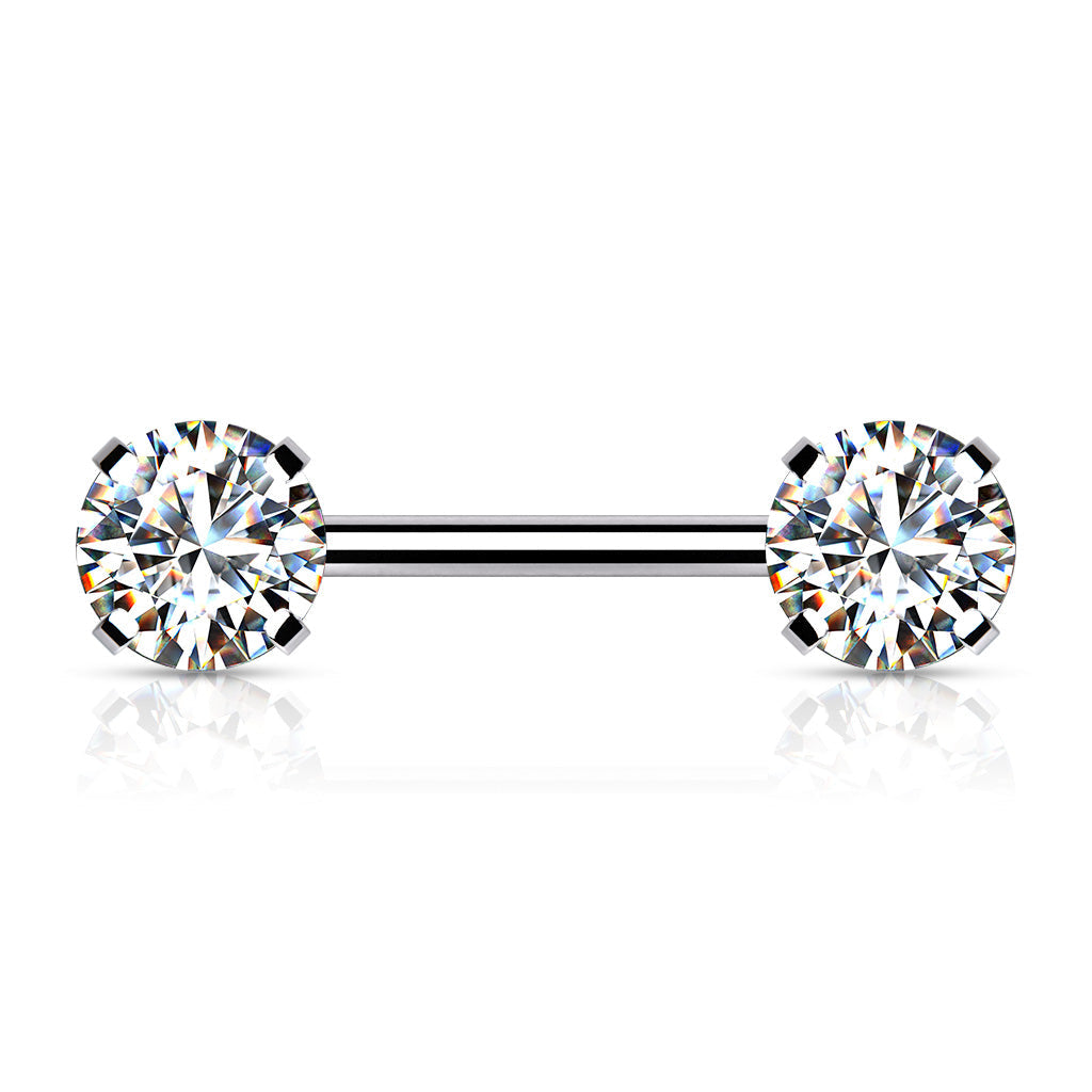 Surgical Steel Threadless Nipple Bar CZ Ends