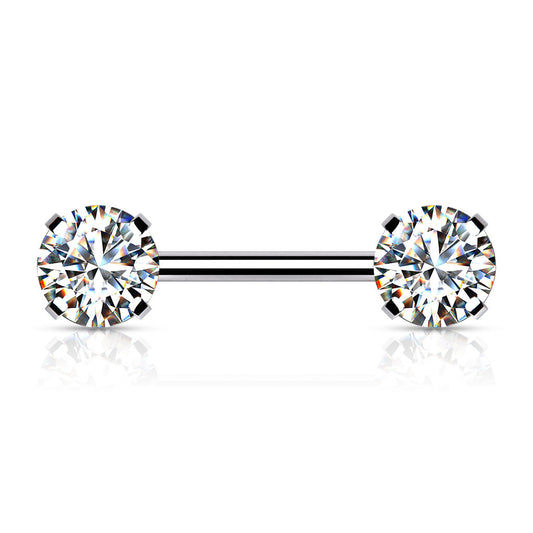 Surgical Steel Threadless Nipple Bar CZ Ends