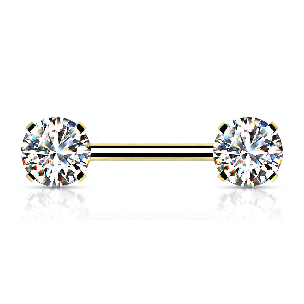 Surgical Steel Threadless Nipple Bar CZ Ends