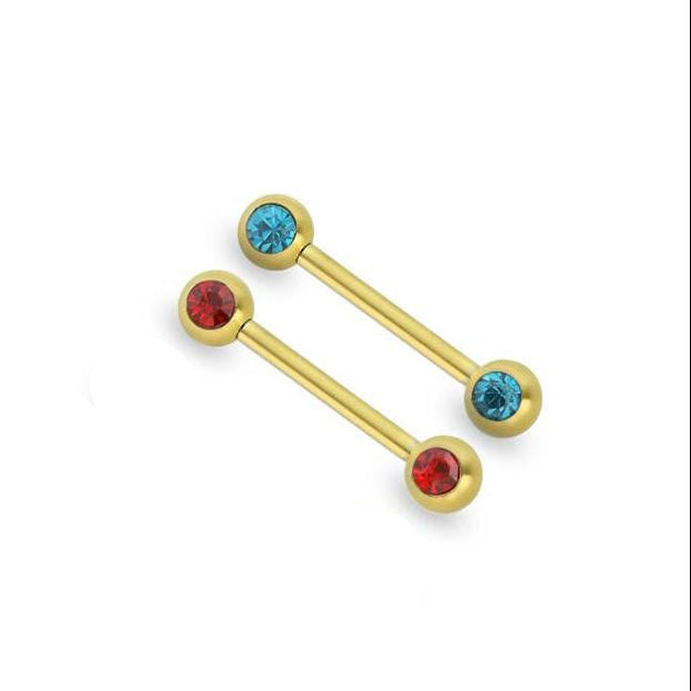 Surgical Steel Nipple Bar CZ Ball Ends