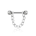 Surgical Steel Nipple Bar Heart Chain