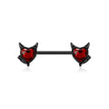 Surgical Steel Nipple Bar Devil Heart Ends