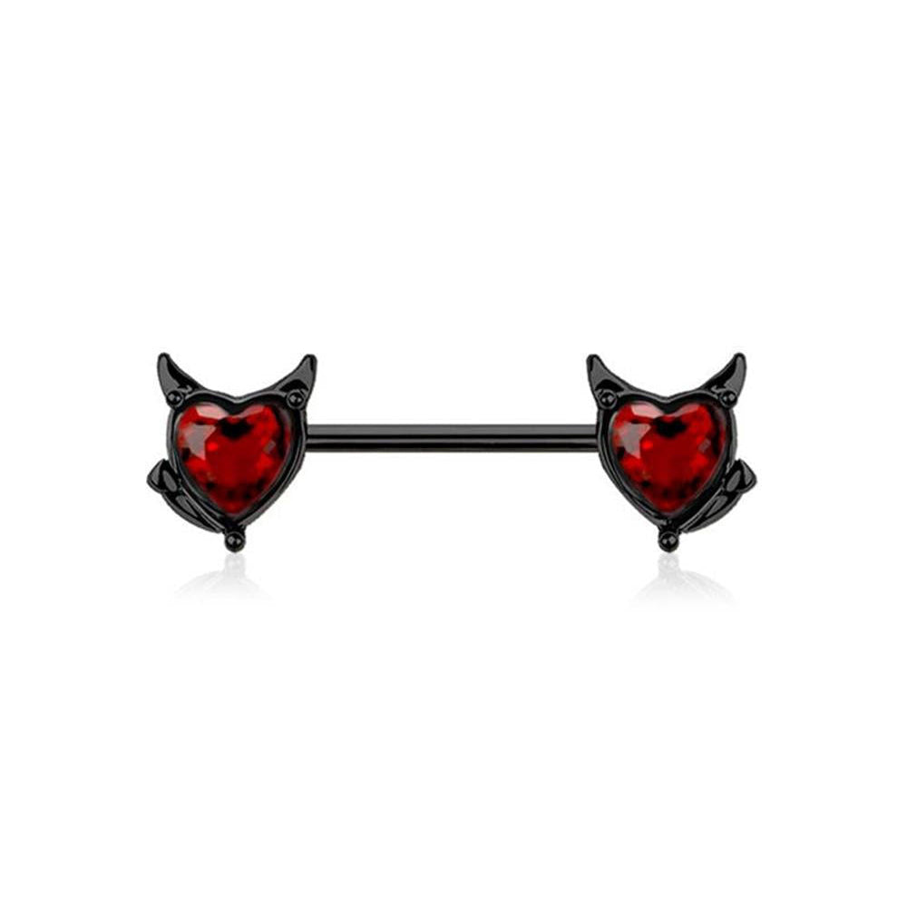 Surgical Steel Nipple Bar Devil Heart Ends