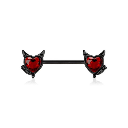 Surgical Steel Nipple Bar Devil Heart Ends