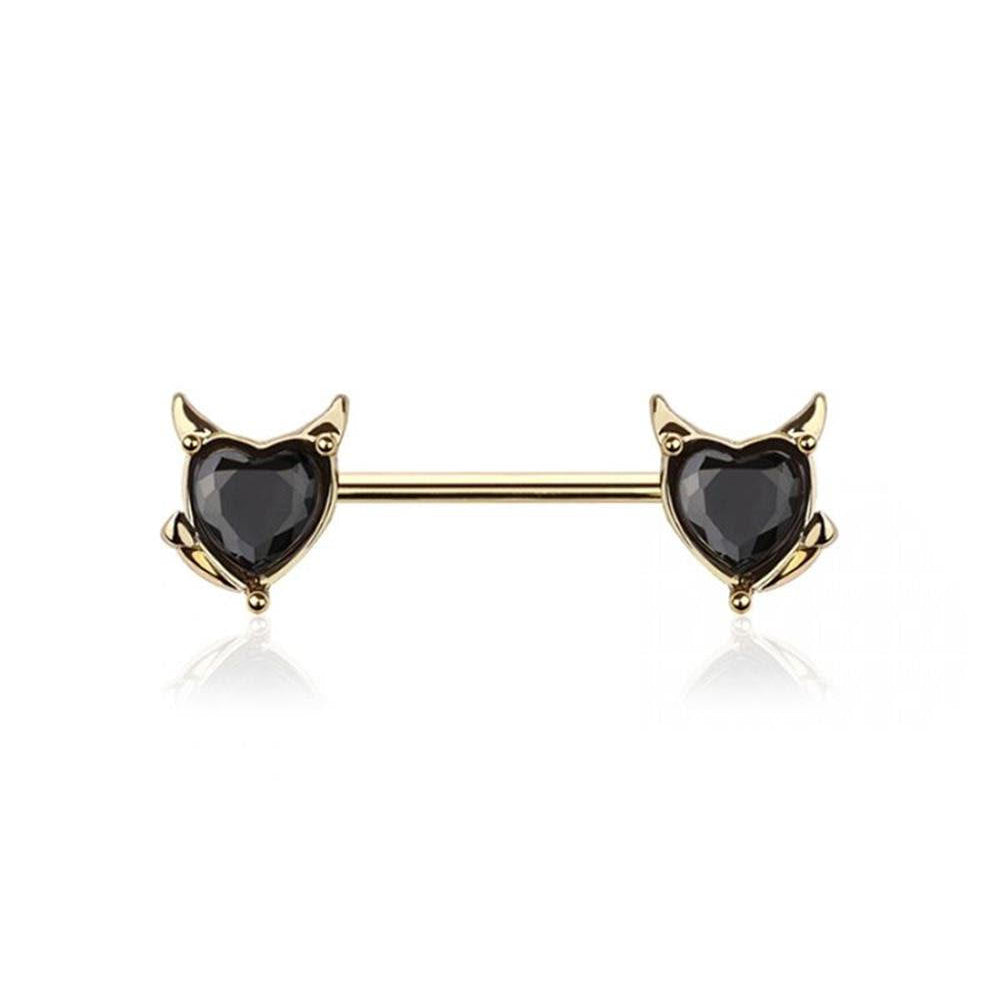Surgical Steel Nipple Bar Devil Heart Ends